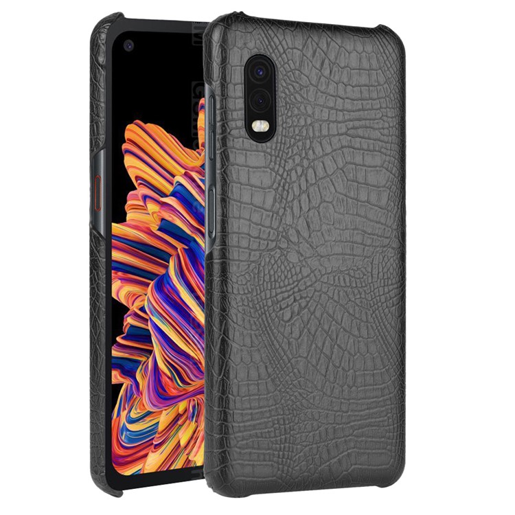 Pelle Di Coccodrillo Della Copertura Del Cuoio PU Rivestito PC Per Samsung Galaxy Xcover Pro - Nero-1
