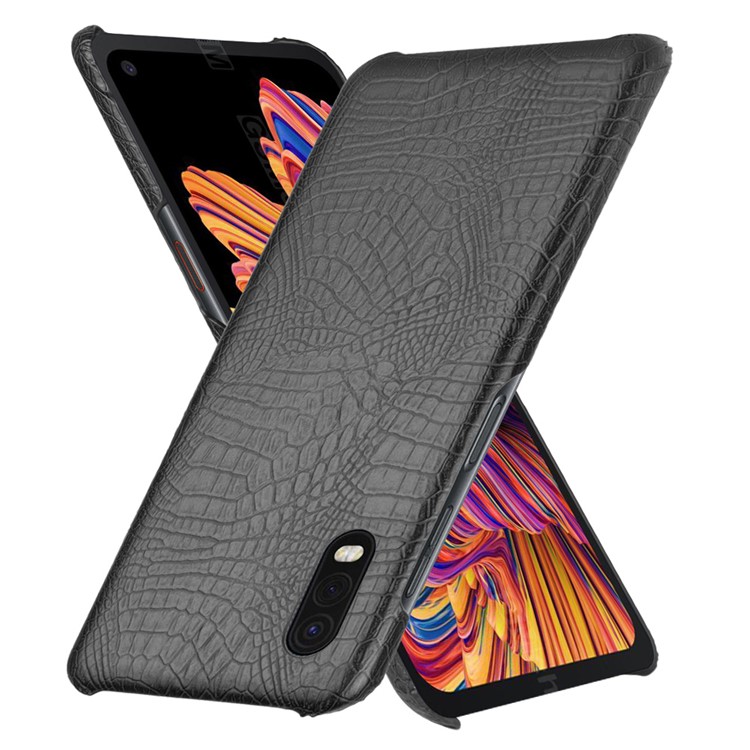 Pelle Di Coccodrillo Della Copertura Del Cuoio PU Rivestito PC Per Samsung Galaxy Xcover Pro - Nero-2