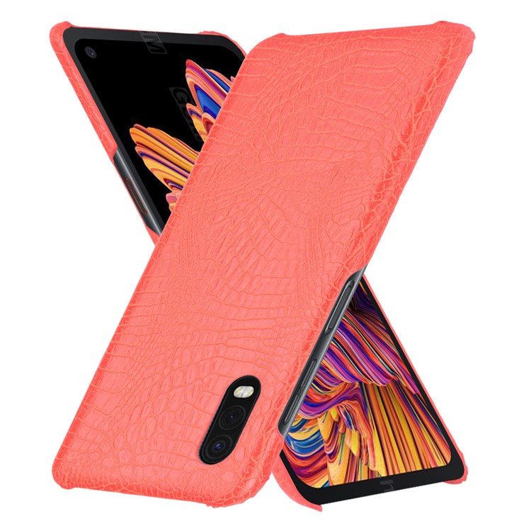Crocodile Skin PU Leather Coated PC Cover for Samsung Galaxy Xcover Pro - Red-2