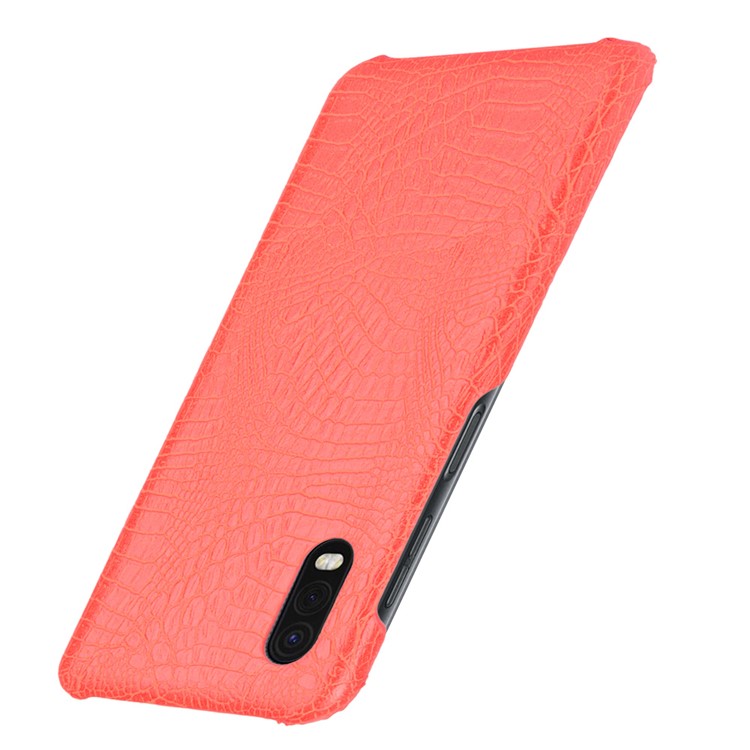 Capa de PC Com Revestimento de Couro PU de Pele de Crocodilo Para Samsung Galaxy Xcover Pro - Vermelho