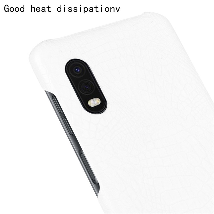 Capa de PC Com Revestimento de Couro PU de Pele de Crocodilo Para Samsung Galaxy Xcover Pro - Branco