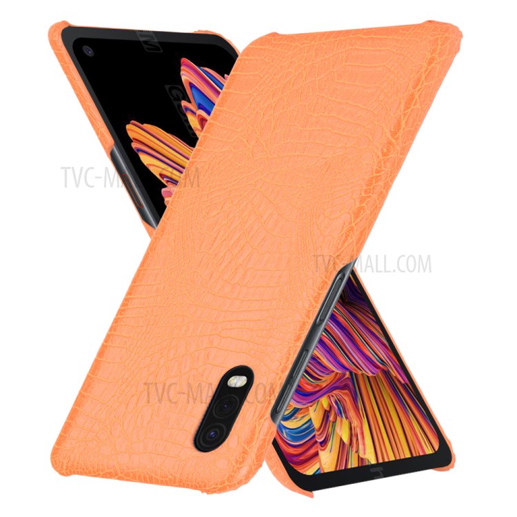 Crocodile Skin PU Leather Coated PC Cover for Samsung Galaxy Xcover Pro - Brown-2