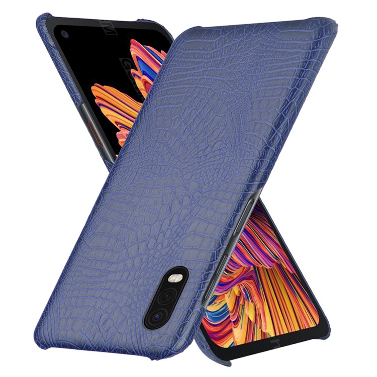 Copertina Per PC Rivestita in Pelle Per Crocodile in Pelle Per Samsung Galaxy Xcover Pro - Blu Scuro