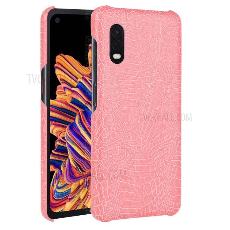 Crocodile Skin PU Leather Coated PC Cover for Samsung Galaxy Xcover Pro - Pink-1