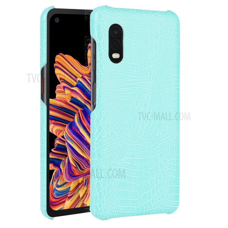 Crocodile Skin PU Leather Coated PC Cover for Samsung Galaxy Xcover Pro - Baby Blue-1
