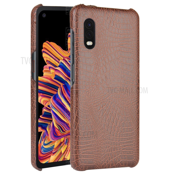 Crocodile Skin PU Leather Coated PC Cover for Samsung Galaxy Xcover Pro - Coffee-1