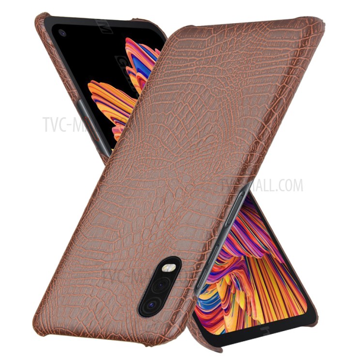 Crocodile Skin PU Leather Coated PC Cover for Samsung Galaxy Xcover Pro - Coffee-2
