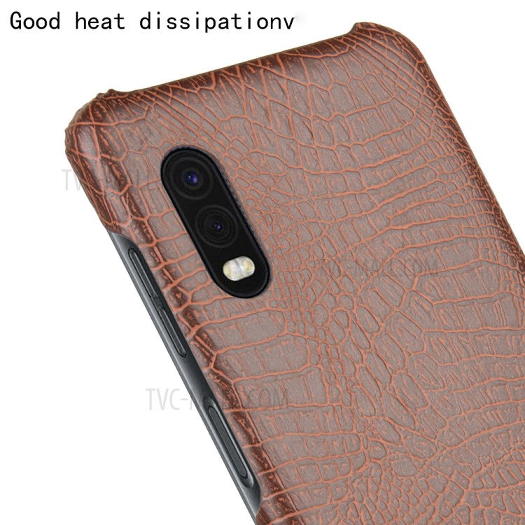 Crocodile Skin PU Leather Coated PC Cover for Samsung Galaxy Xcover Pro - Coffee-5