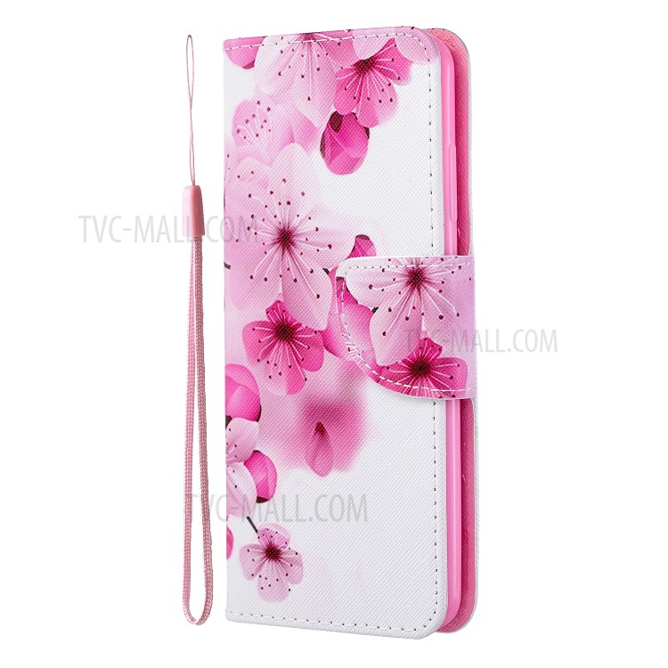 Pattern Printing Cross Texture Wallet Leather Stand Case for Samsung Galaxy S20 - Plum Blossom-2