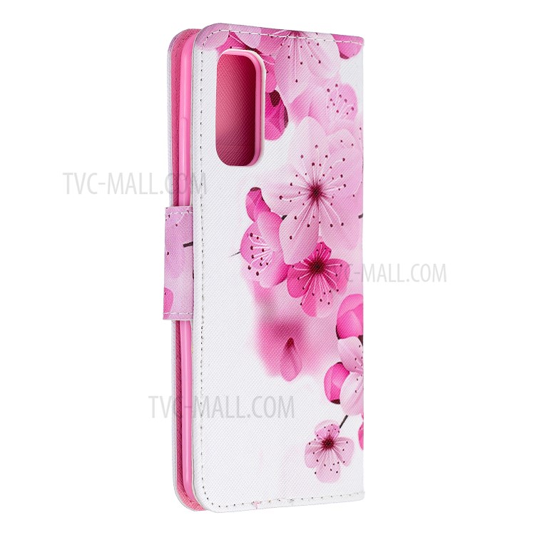 Pattern Printing Cross Texture Wallet Leather Stand Case for Samsung Galaxy S20 - Plum Blossom-3