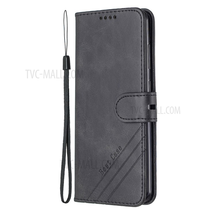 Wallet Leather Stand Phone Cover with Lanyard for Samsung Galaxy S20 - Black-2