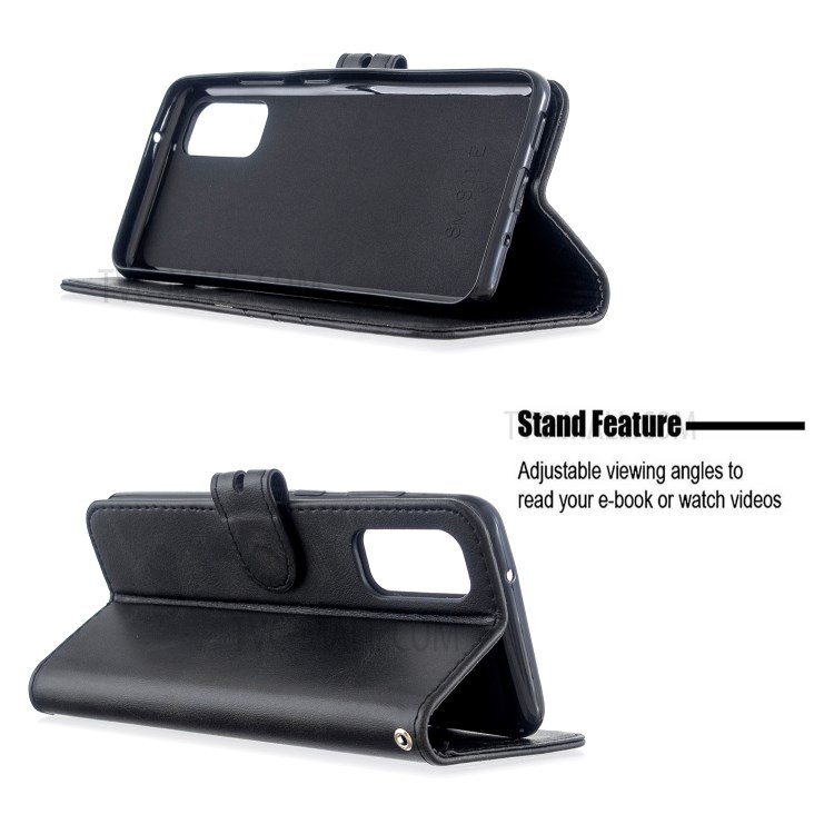 Wallet Leather Stand Phone Cover with Lanyard for Samsung Galaxy S20 - Black-5