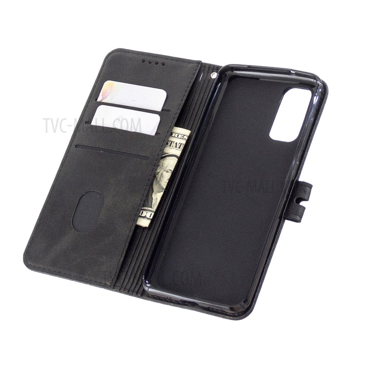 Wallet Leather Stand Phone Cover with Lanyard for Samsung Galaxy S20 - Black-6