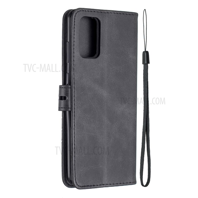 Wallet Leather Stand Phone Cover with Lanyard for Samsung Galaxy S20 Plus - Black-3