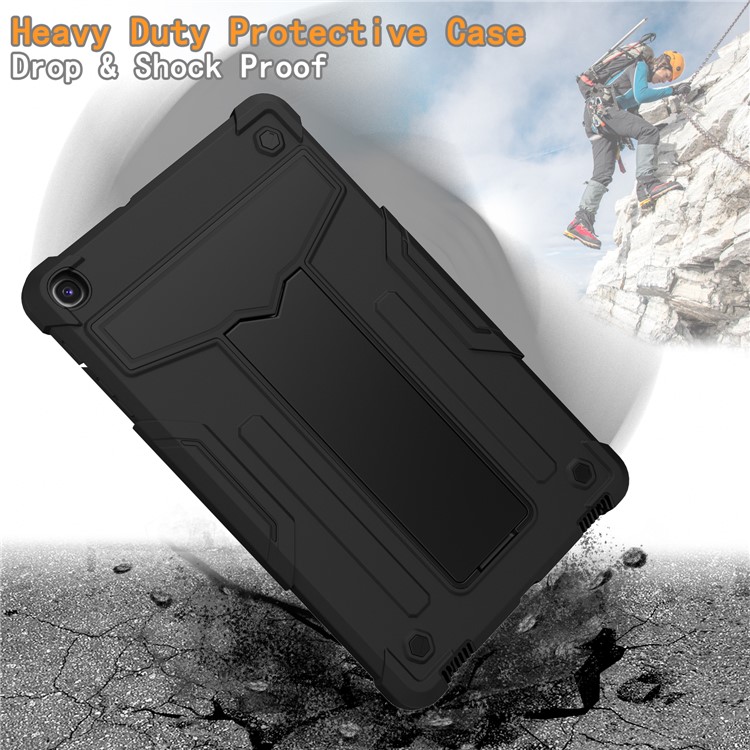 Cubierta Plegable De Pata De Cabra Contraste De Color Anti-polvo PC Silicón De La Tableta Para Samsung Galaxy Tab A 10.1 (2019) - Todo Negro-3
