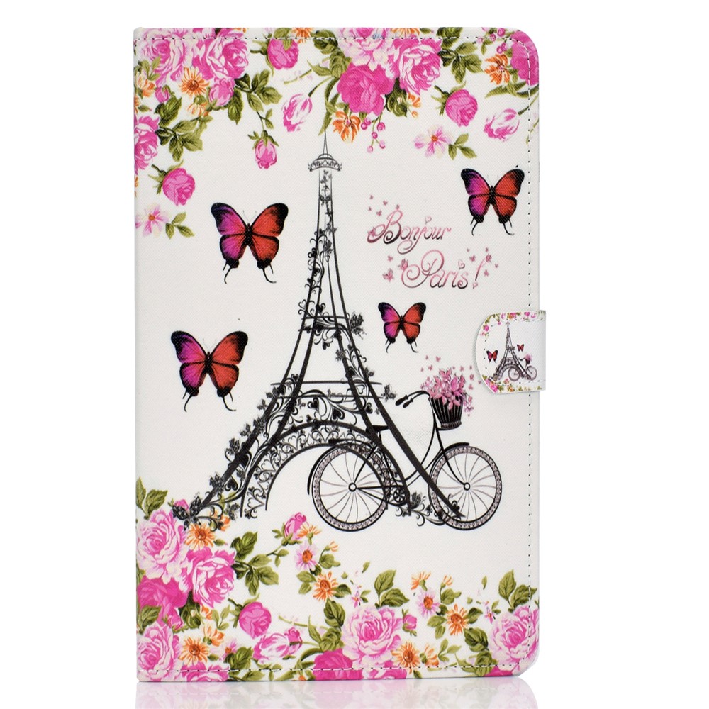 Pattern Printing Leather Card Holder Tablet Shell for Samsung Galaxy Tab S6 Lite - Eiffel Tower-2