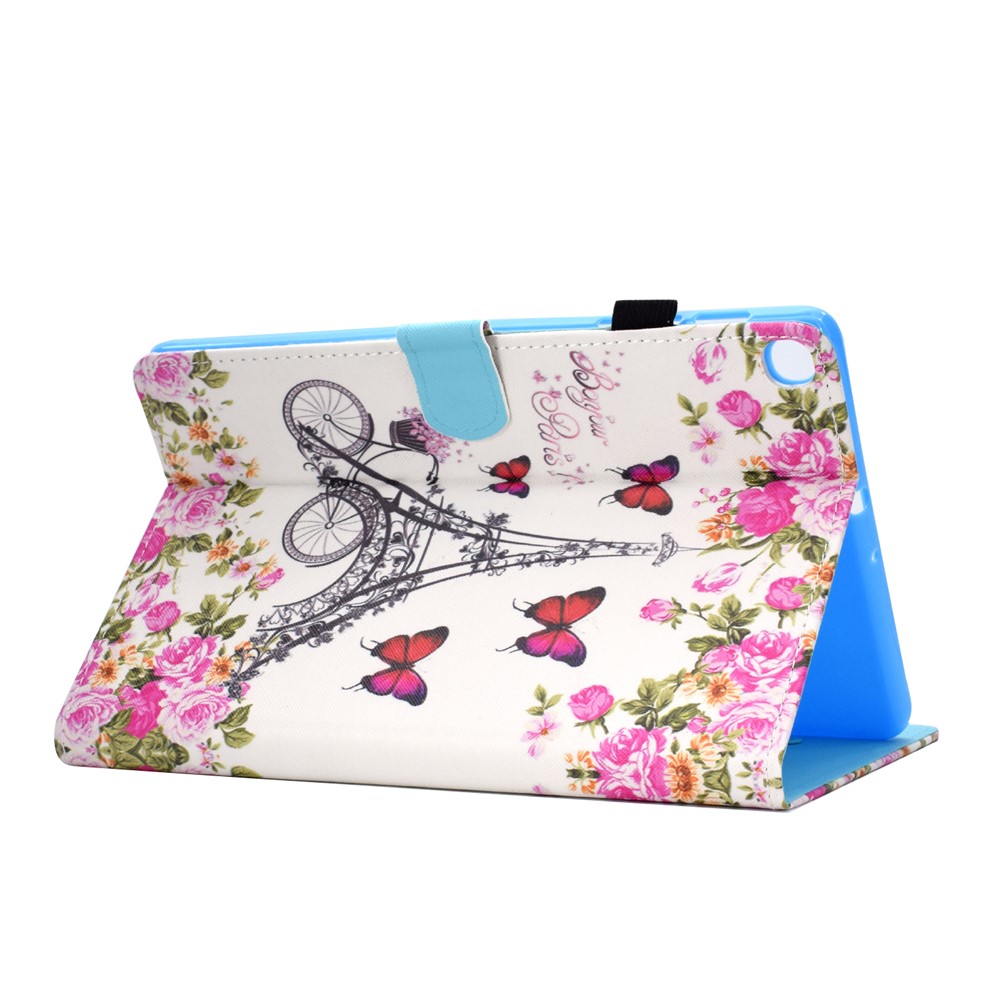Pattern Printing Leather Card Holder Tablet Shell for Samsung Galaxy Tab S6 Lite - Eiffel Tower-4
