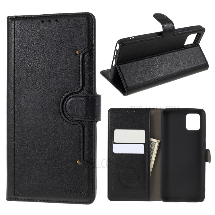 KAIYUE Magnetic Leather Stand Case for Samsung Galaxy A81/Note 10 Lite - Black-1