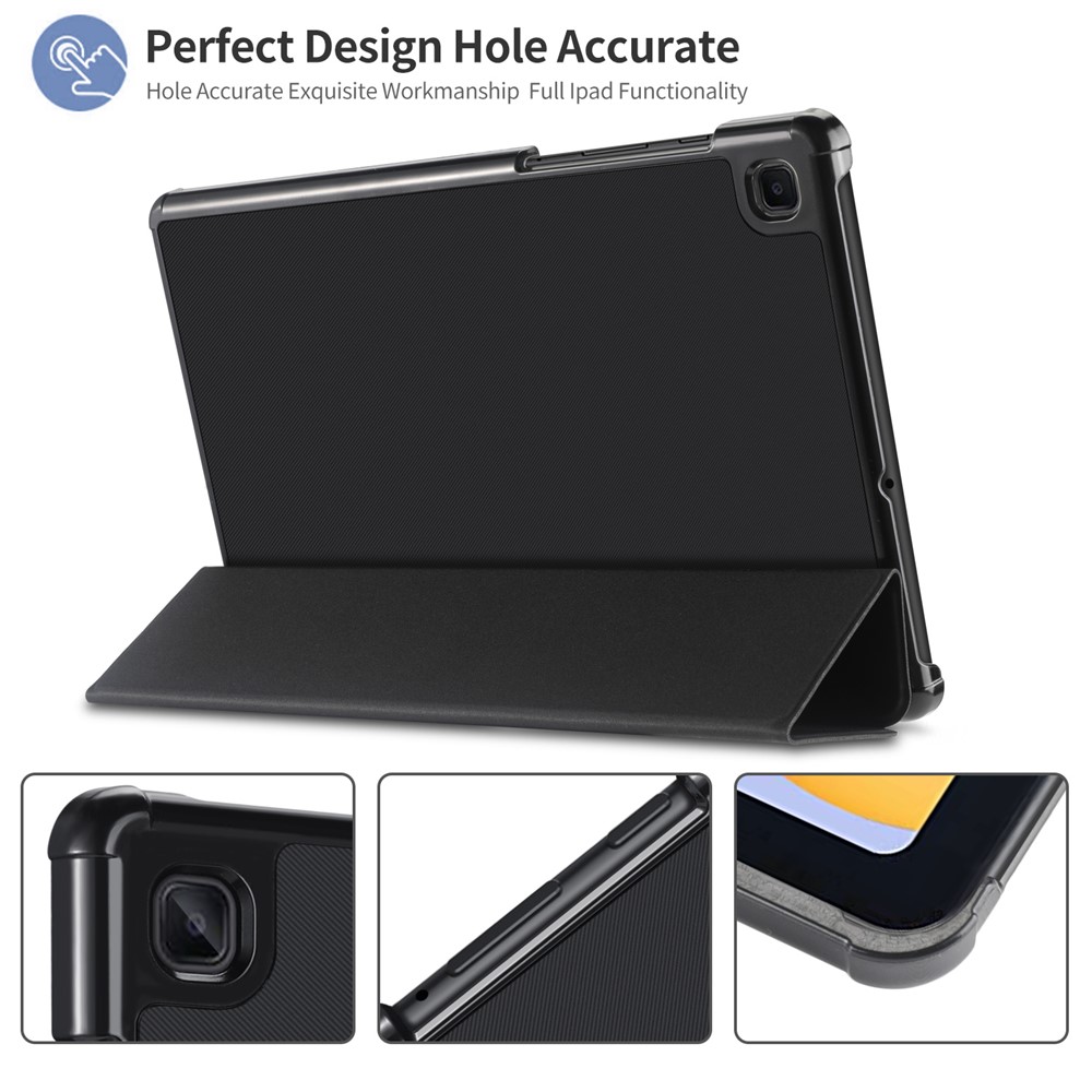 Tri-fold Stand Sleep / Wake Fonction Fonction à L'épreuve de Cuir PU Smart Case Pour Samsung Galaxy Tab S6 Lite P610 / P615 / S6 Lite (2022) - le Noir