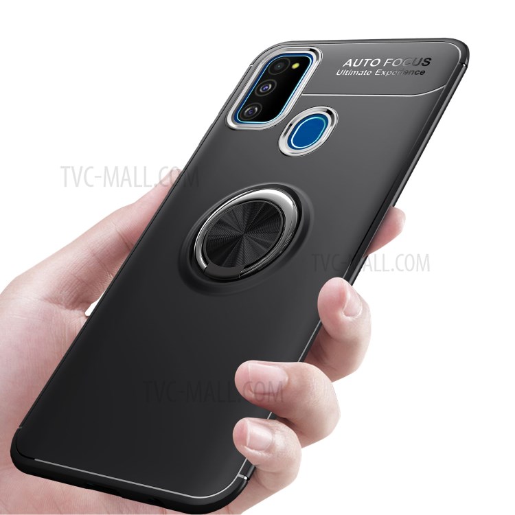 Кольцо с Кольцом Пальца TPU Case Для Samsung Galaxy M31 (встроенный Металлический Лист) - Все Черное-5