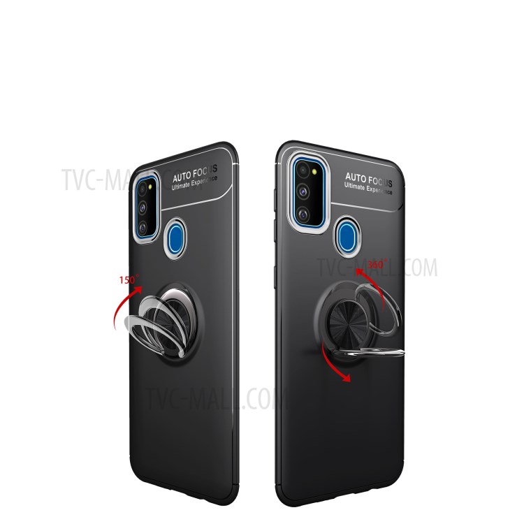 Кольцо с Кольцом Пальца TPU Case Для Samsung Galaxy M31 (встроенный Металлический Лист) - Все Черное-6