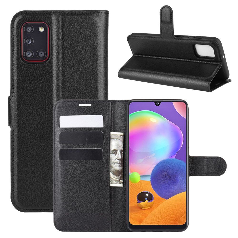 Litchi Surface Wallet Leather Case for Samsung Galaxy A31 - Black-1