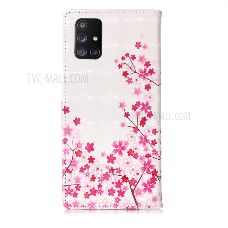 3D Colored Carving Pattern Printing Wallet Leather Cover for Samsung Galaxy A51 SM-A515 - Plum Blossom-3