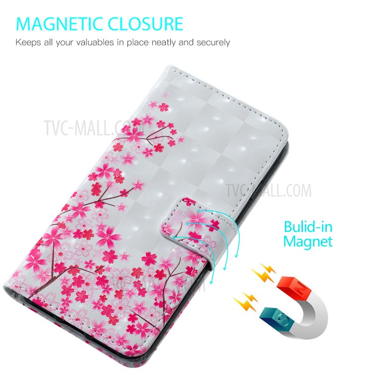 3D Colored Carving Pattern Printing Wallet Leather Cover for Samsung Galaxy A51 SM-A515 - Plum Blossom-8