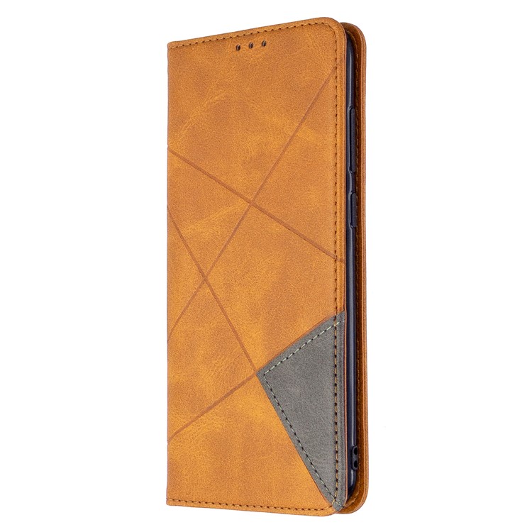 Geometric Pattern Auto-absorbed Leather Cover with Card Slots for Samsung Galaxy A11 / M11 - Brown-7