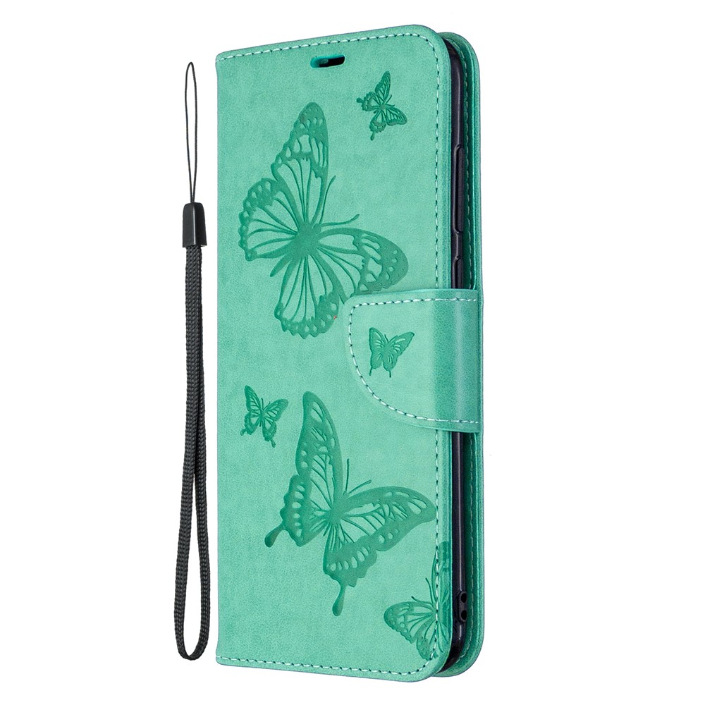 Imprint Borboletas Carteira Ficar Estojo De Couro Da Aleta Para Samsung Galaxy A11 / M11 - Verde-6