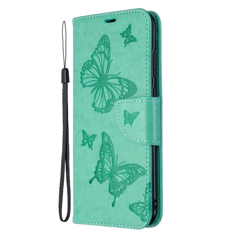 Imprint Butterflies Wallet Stand Flip Leather Case for Samsung Galaxy A11/M11 - Green-6