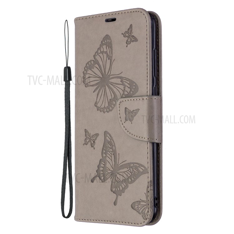 Imprint Butterflies Wallet Stand Flip Leather Case for Samsung Galaxy A11/M11 - Grey-6