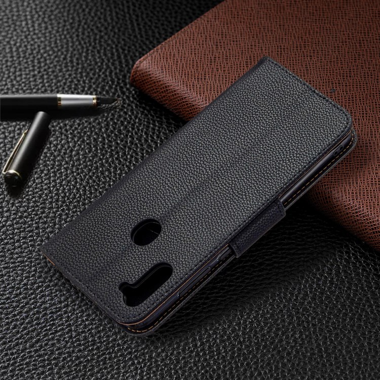 Litchi Skin Leather Stand Wallet Phone Case for Samsung Galaxy A11 / M11 - Black-5