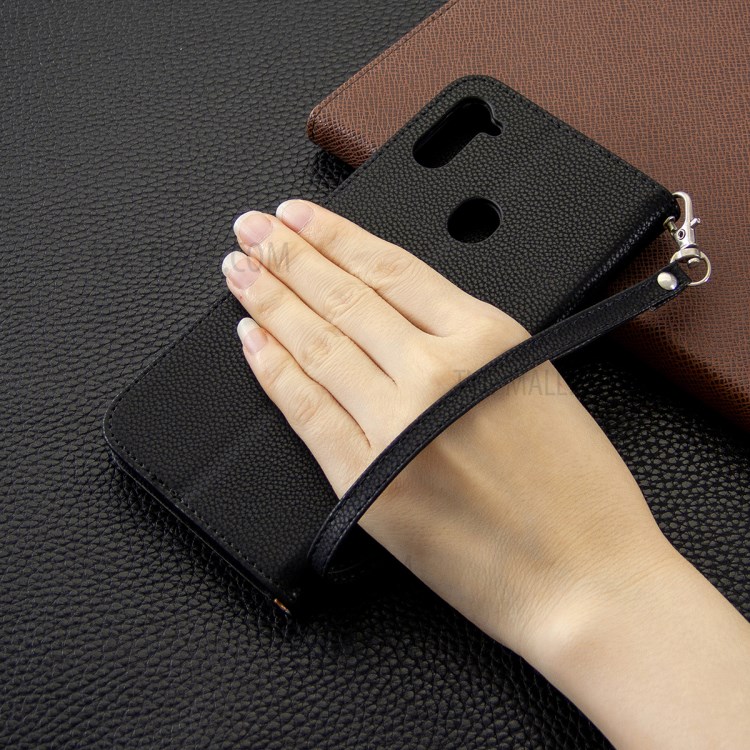 Litchi Skin Leather Stand Wallet Phone Case for Samsung Galaxy A11 / M11 - Black-6