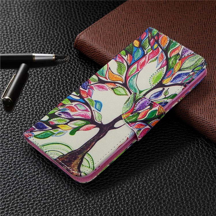 Padrão De Impressão Estande Tampa Carteira De Couro Para Samsung Galaxy A11 / M11 - Árvore Colorida-4