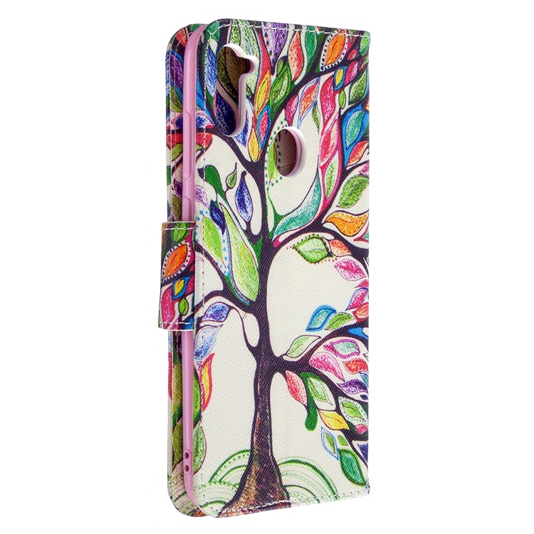 Padrão De Impressão Estande Tampa Carteira De Couro Para Samsung Galaxy A11 / M11 - Árvore Colorida-7