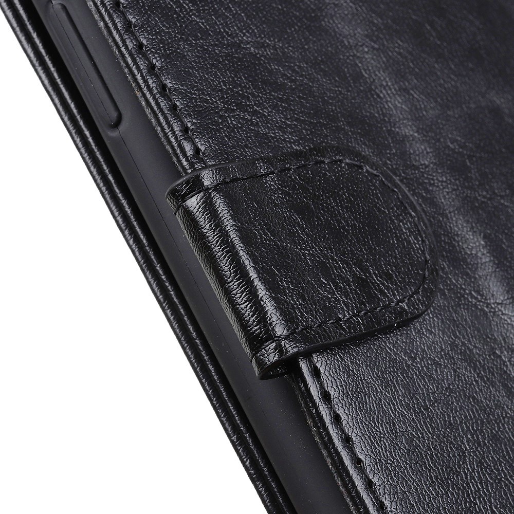 Pour Samsung Galaxy A41 (version Globale) Crazy Horse Cuir Coquille Avec Boîtier De Support De Portefeuille - Noir