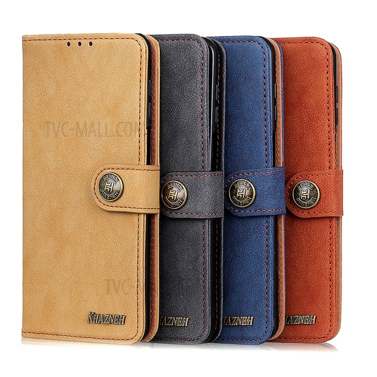 KHAZNEH Vintage Style Leather Wallet Stand Phone Cover for Samsung Galaxy S20 - Black-11