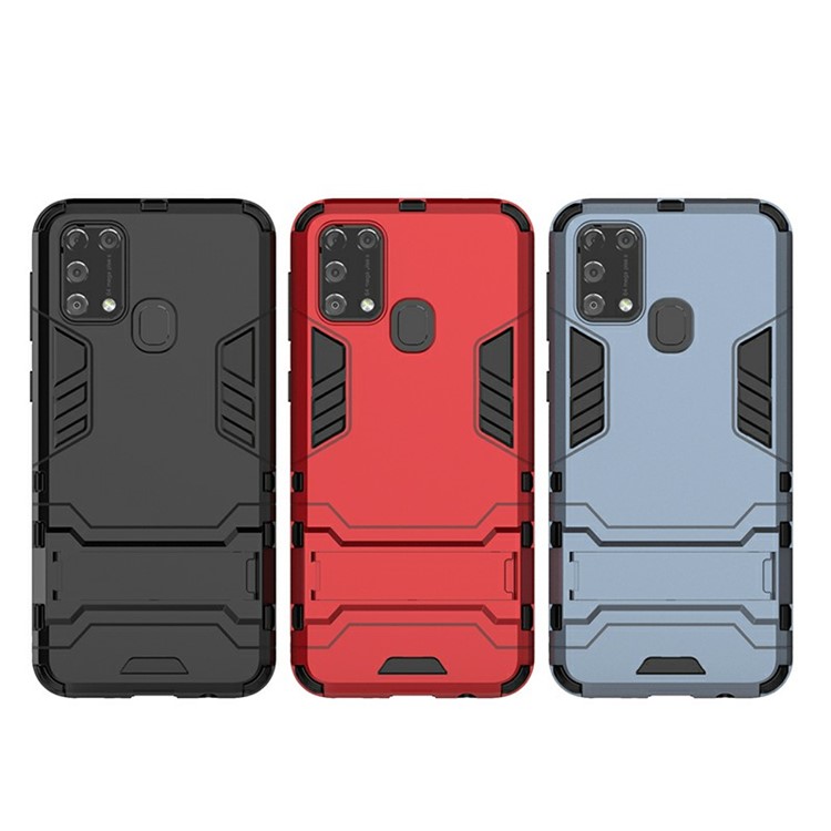 2-in-1 Hybrid PC + TPU Phone Cover with Kickstand for Samsung Galaxy M31 - Black-10