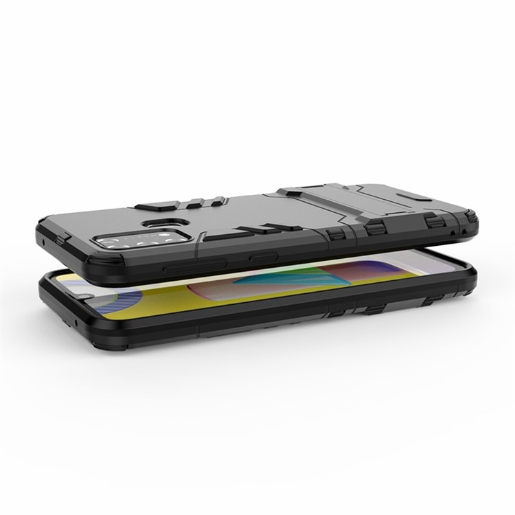 2-in-1 Hybrid PC + TPU Phone Cover with Kickstand for Samsung Galaxy M31 - Black-4