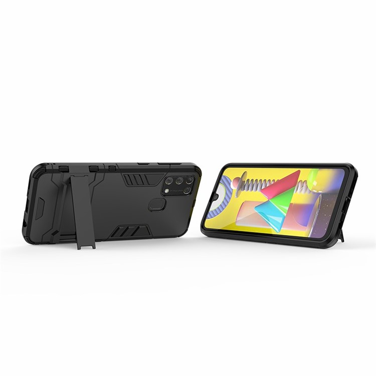 2-в-1 Гибридный пк + Тпу Крышка Телефона с Kickstand Для Samsung Galaxy M31 - Черный-7