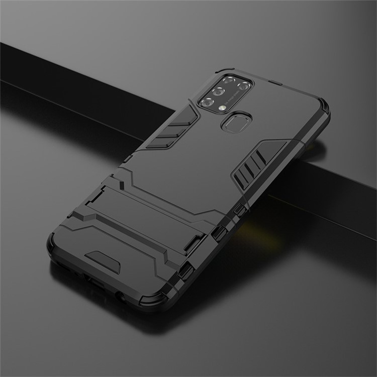 2-in-1 Hybrid PC + TPU Phone Cover with Kickstand for Samsung Galaxy M31 - Black-8