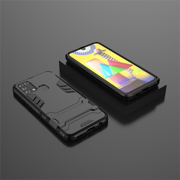 2-in-1 Hybrid PC + TPU Phone Cover with Kickstand for Samsung Galaxy M31 - Black-9