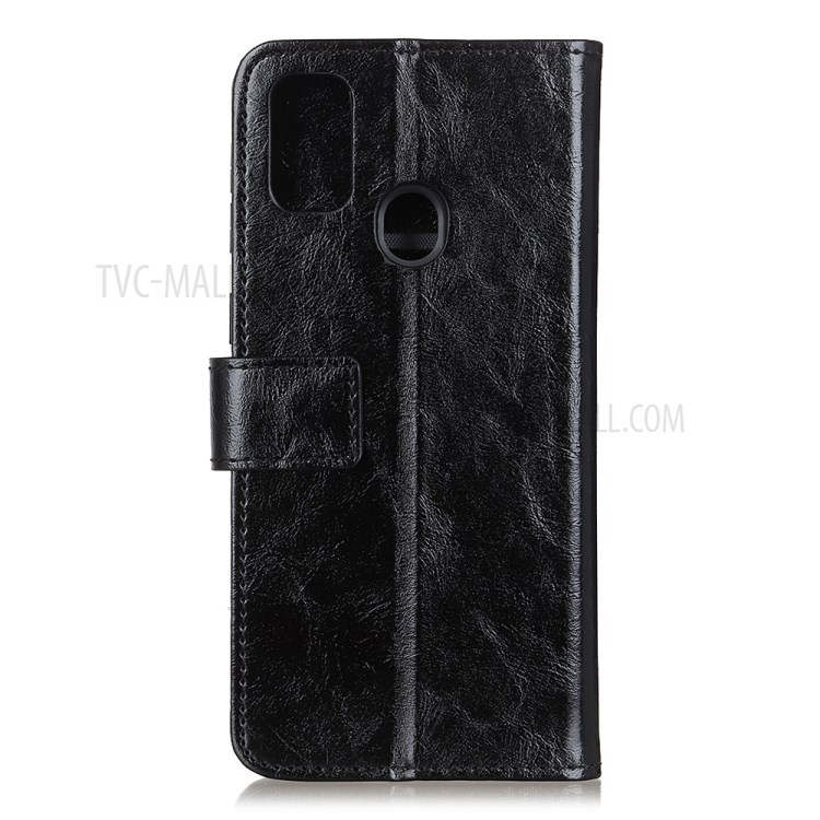 Crazy Horse Wallet Leather Stand Case for Samsung Galaxy A21s - Black-1