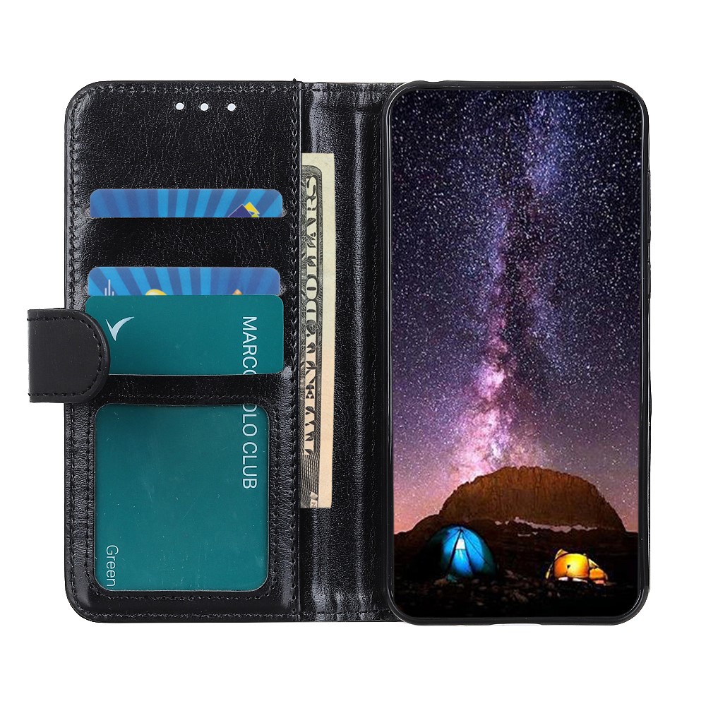 Casetto Per Portafoglio in Pelle di Cavallo Pazzo Per Samsung Galaxy A21s - Nero