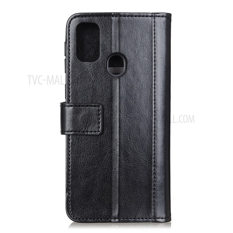 Rivet Decorated Crazy Horse Leather Wallet Case for Samsung Galaxy A21s - Black-1