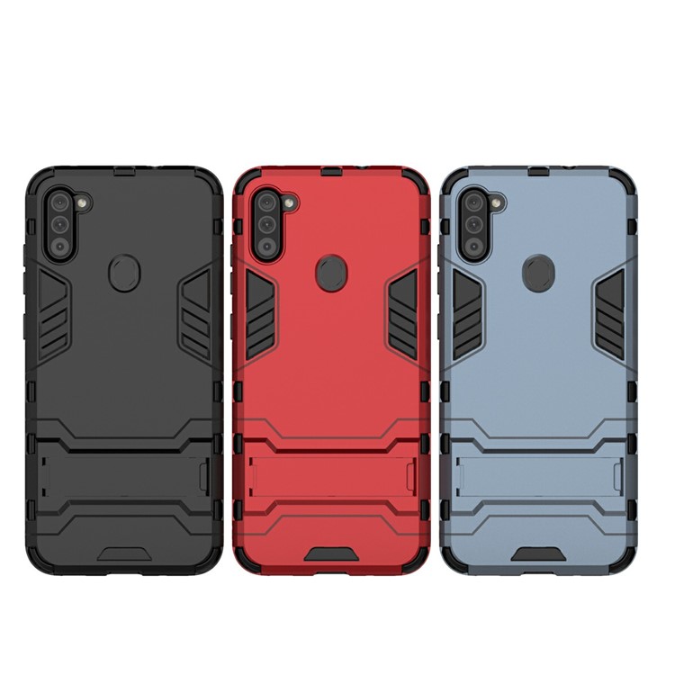 PC + TPU Phone Case Protective Shell with Kickstand for Samsung Galaxy A11 - Black-10
