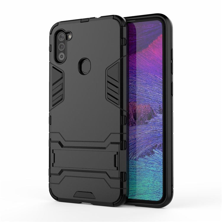 PC + TPU Phone Case Protective Shell with Kickstand for Samsung Galaxy A11 - Black-2