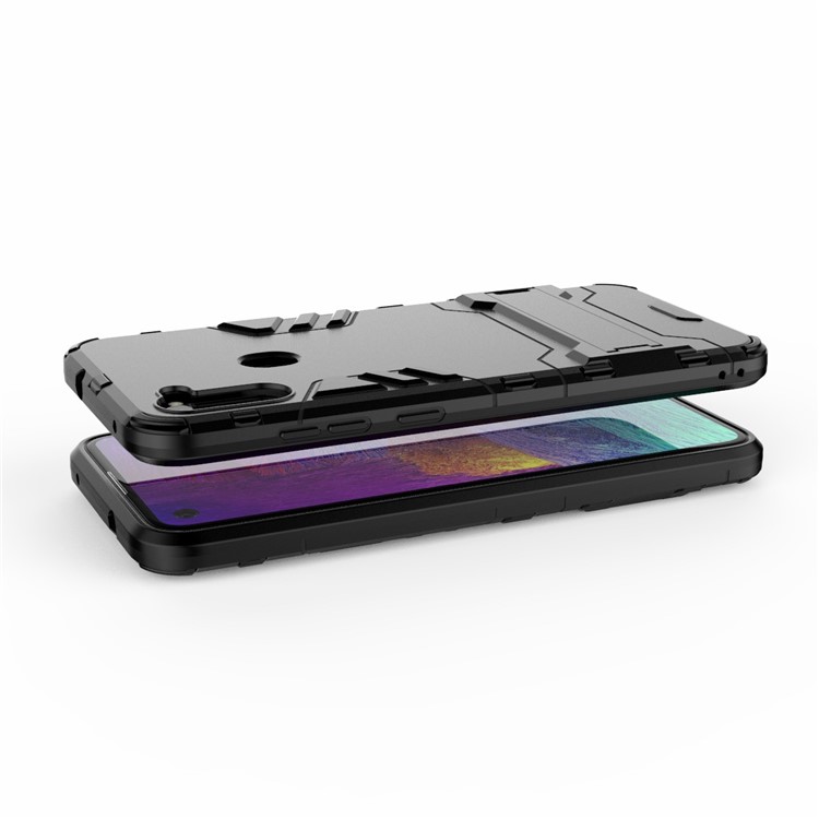 PC + TPU Phone Case Protective Shell with Kickstand for Samsung Galaxy A11 - Black-4