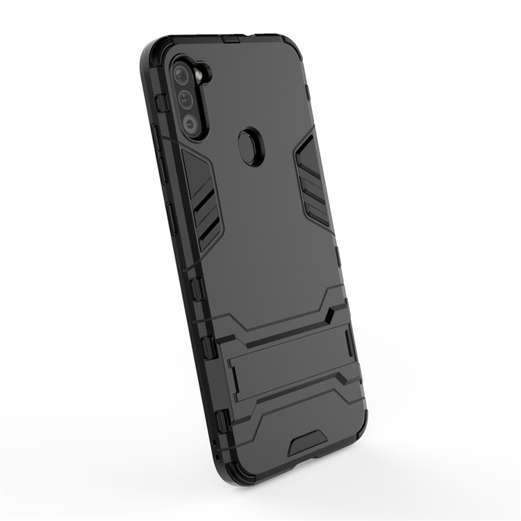 PC + TPU Phone Case Protective Shell with Kickstand for Samsung Galaxy A11 - Black-5